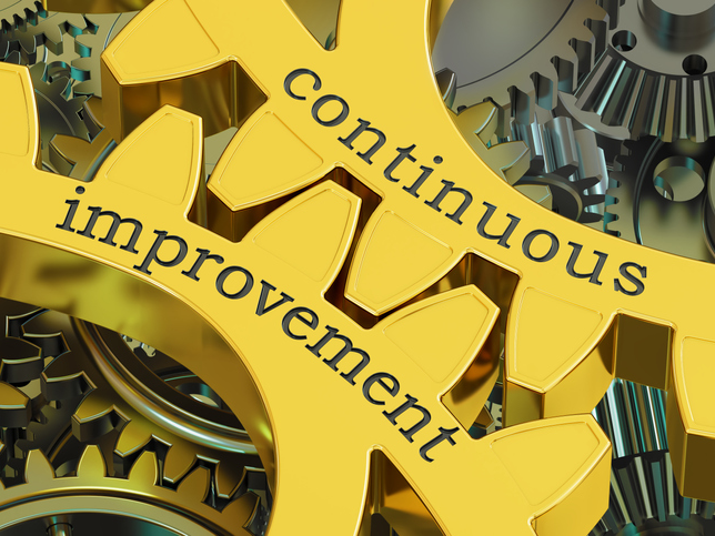 Gears with the words continuous improvement