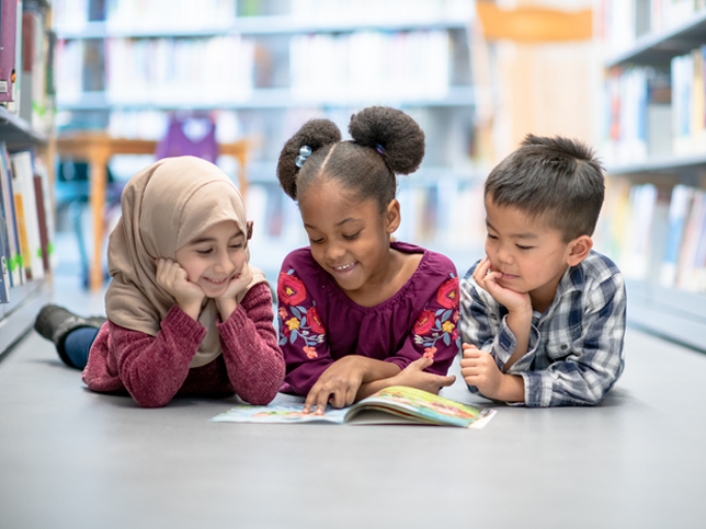 Elementary students reading